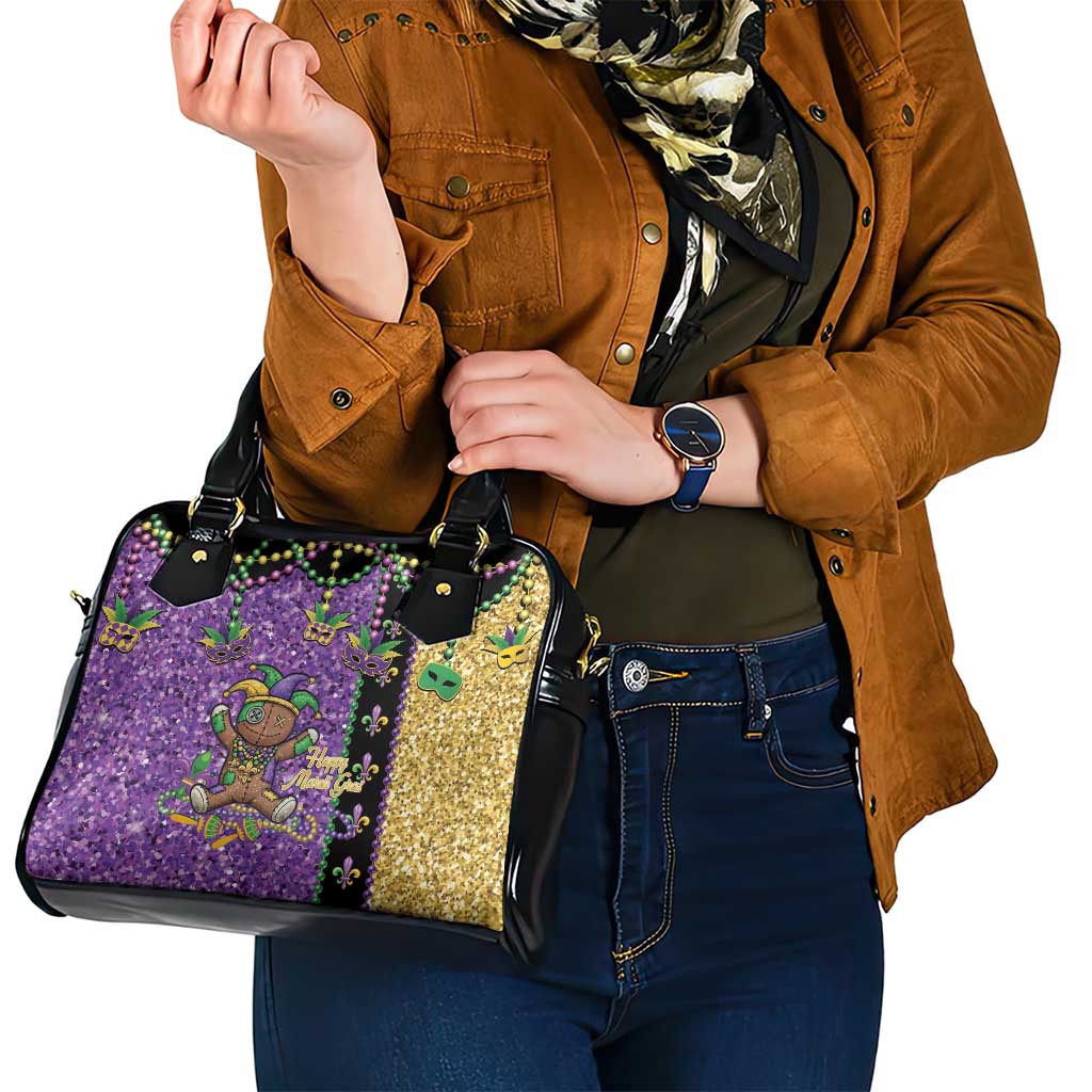 Voodoo Doll Mardi Gras Shoulder Handbag Throw Me Something Mister Glitter Effect