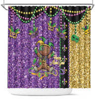 Voodoo Doll Mardi Gras Shower Curtain Throw Me Something Mister Glitter Effect
