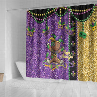 Voodoo Doll Mardi Gras Shower Curtain Throw Me Something Mister Glitter Effect