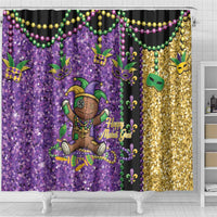 Voodoo Doll Mardi Gras Shower Curtain Throw Me Something Mister Glitter Effect