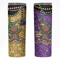 Voodoo Doll Mardi Gras Skinny Tumbler Throw Me Something Mister Glitter Effect