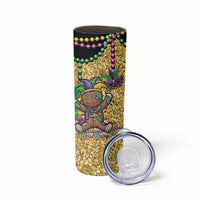 Voodoo Doll Mardi Gras Skinny Tumbler Throw Me Something Mister Glitter Effect