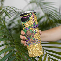 Voodoo Doll Mardi Gras Skinny Tumbler Throw Me Something Mister Glitter Effect