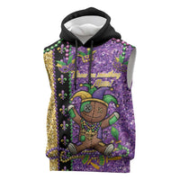 Voodoo Doll Mardi Gras Sleeveless Hoodie Throw Me Something Mister Glitter Effect