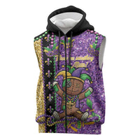 Voodoo Doll Mardi Gras Sleeveless Zip Hoodie Throw Me Something Mister Glitter Effect