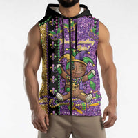 Voodoo Doll Mardi Gras Sleeveless Zip Hoodie Throw Me Something Mister Glitter Effect