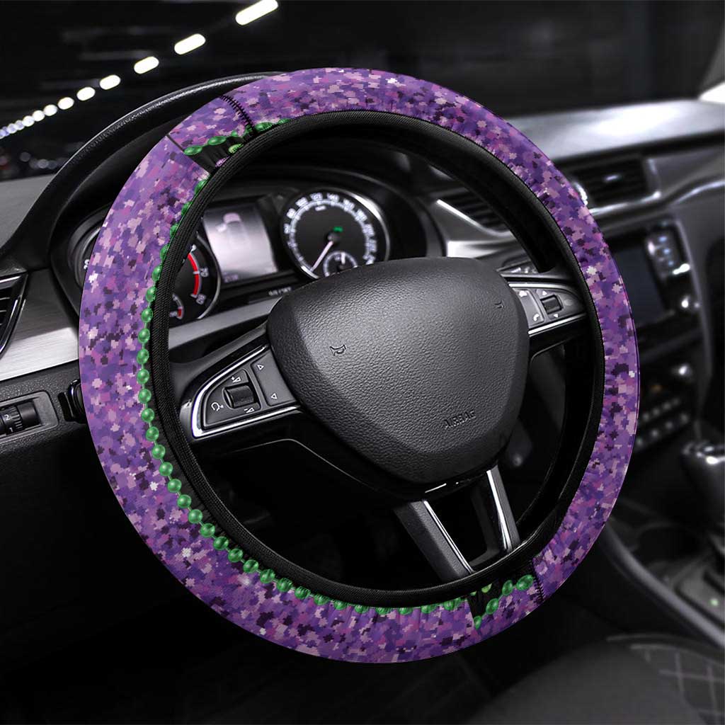 Voodoo Doll Mardi Gras Steering Wheel Cover Throw Me Something Mister Glitter Effect
