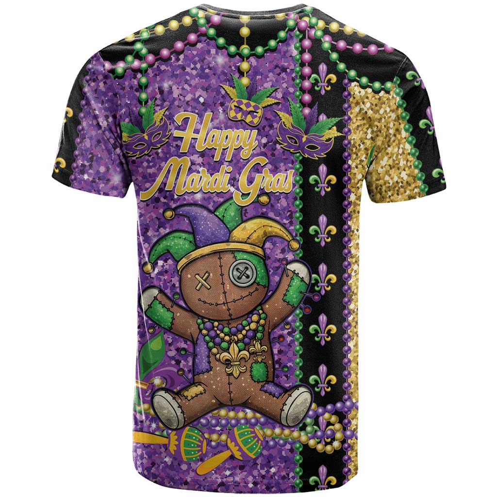 Voodoo Doll Mardi Gras T Shirt Throw Me Something Mister Glitter Effect