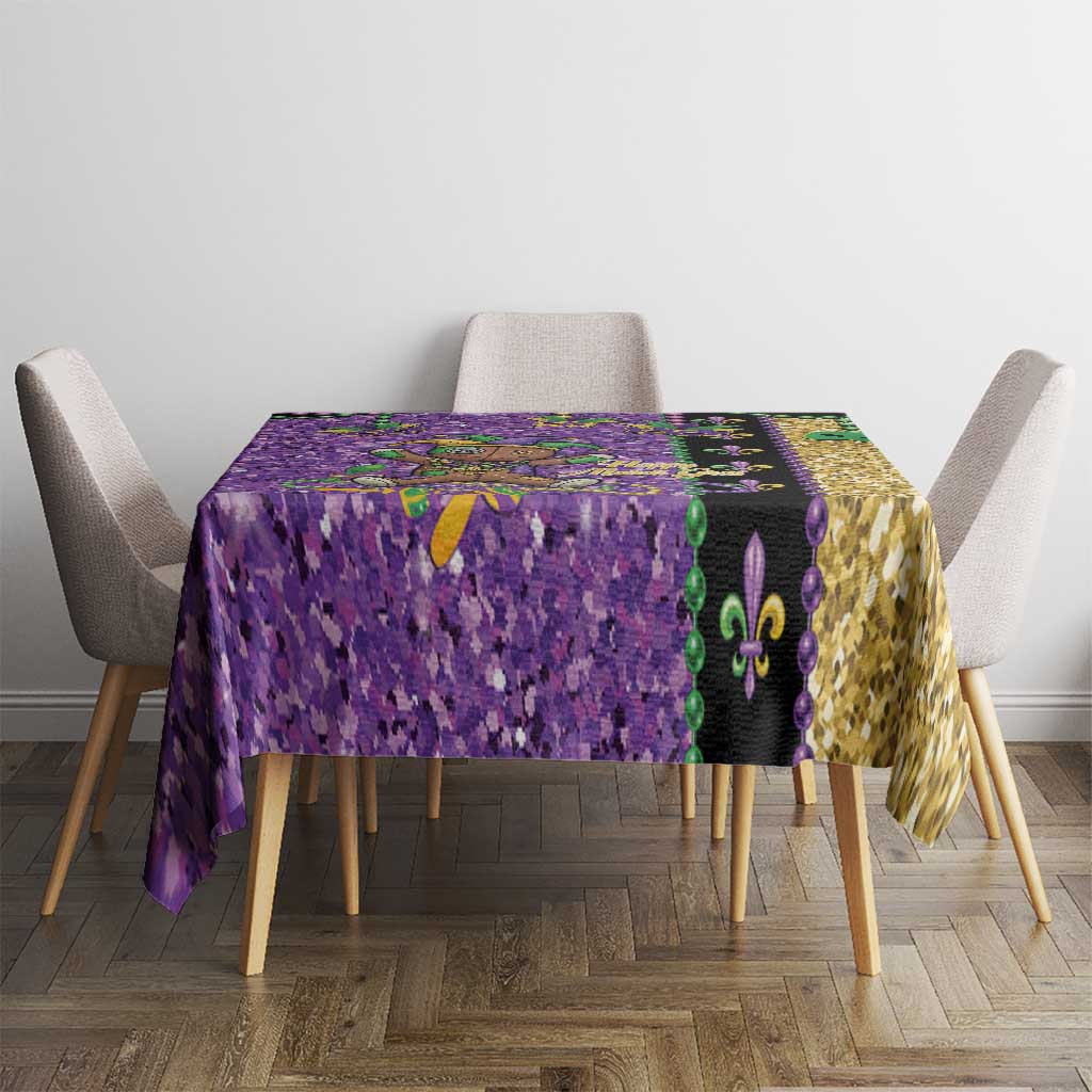 Voodoo Doll Mardi Gras Tablecloth Throw Me Something Mister Glitter Effect