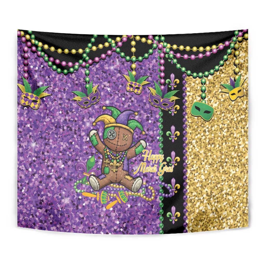 Voodoo Doll Mardi Gras Tapestry Throw Me Something Mister Glitter Effect