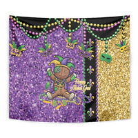 Voodoo Doll Mardi Gras Tapestry Throw Me Something Mister Glitter Effect