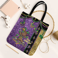 Voodoo Doll Mardi Gras Tote Bag Throw Me Something Mister Glitter Effect