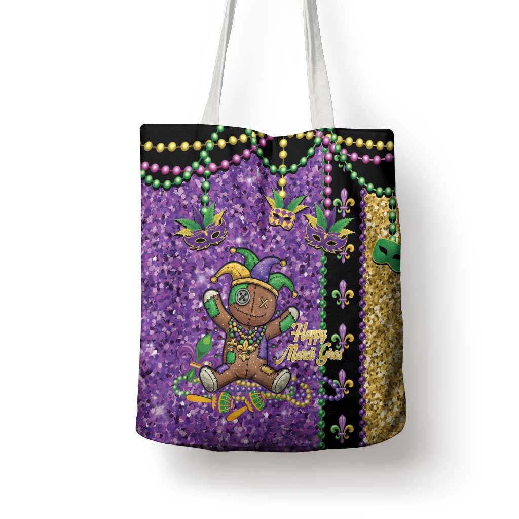 Voodoo Doll Mardi Gras Tote Bag Throw Me Something Mister Glitter Effect