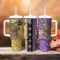 Voodoo Doll Mardi Gras Tumbler With Handle Throw Me Something Mister Glitter Effect