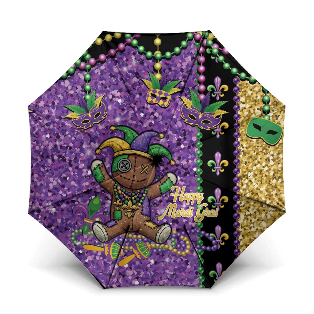 Voodoo Doll Mardi Gras Umbrella Throw Me Something Mister Glitter Effect