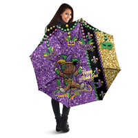 Voodoo Doll Mardi Gras Umbrella Throw Me Something Mister Glitter Effect