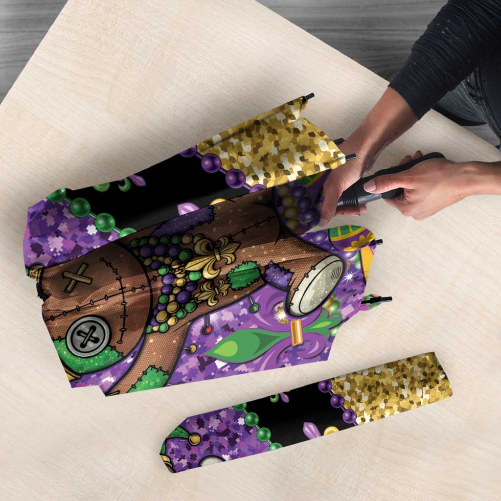 Voodoo Doll Mardi Gras Umbrella Throw Me Something Mister Glitter Effect