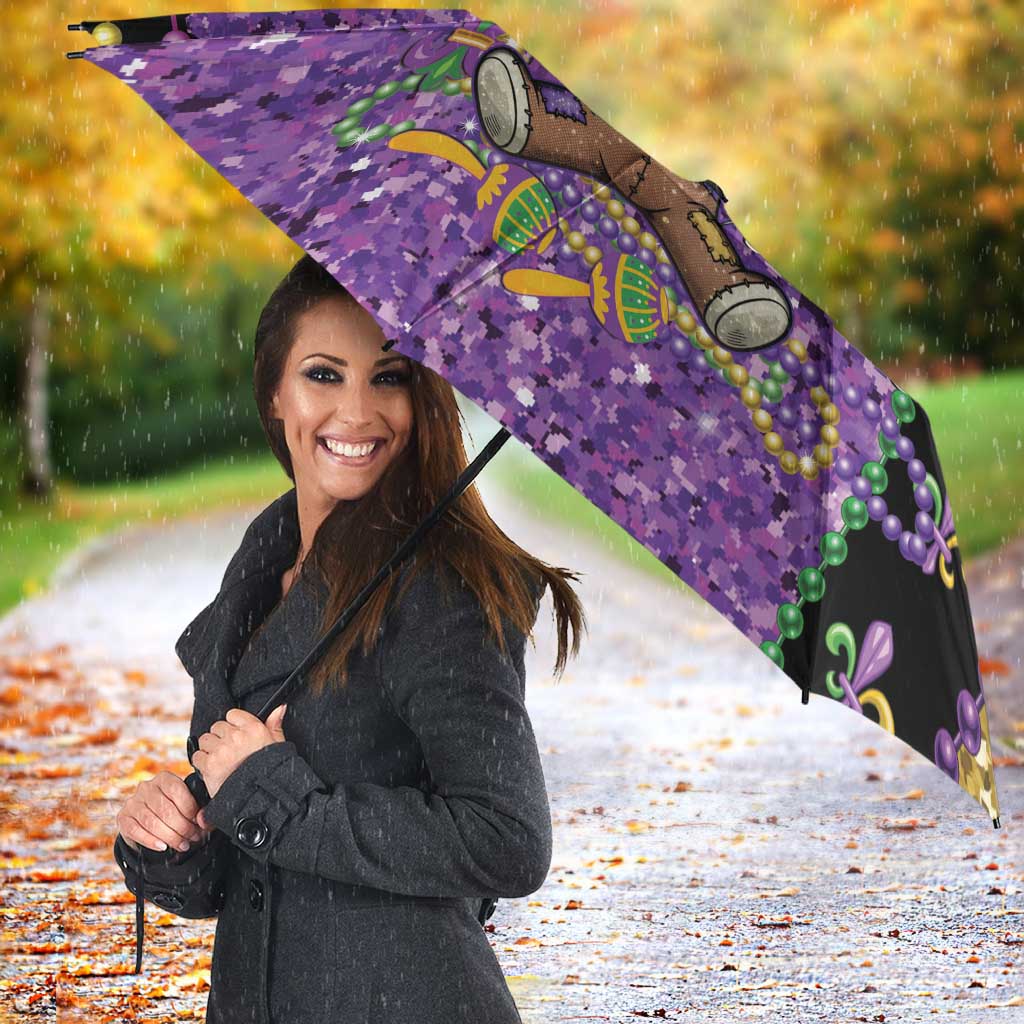 Voodoo Doll Mardi Gras Umbrella Throw Me Something Mister Glitter Effect