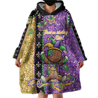 Voodoo Doll Mardi Gras Wearable Blanket Hoodie Throw Me Something Mister Glitter Effect