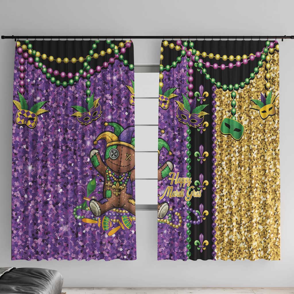 Voodoo Doll Mardi Gras Window Curtain Throw Me Something Mister Glitter Effect