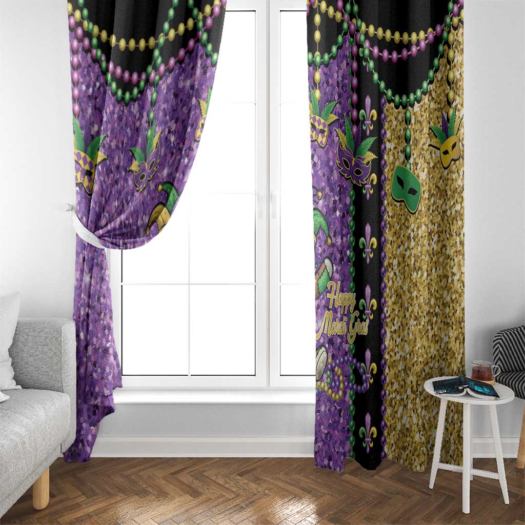 Voodoo Doll Mardi Gras Window Curtain Throw Me Something Mister Glitter Effect