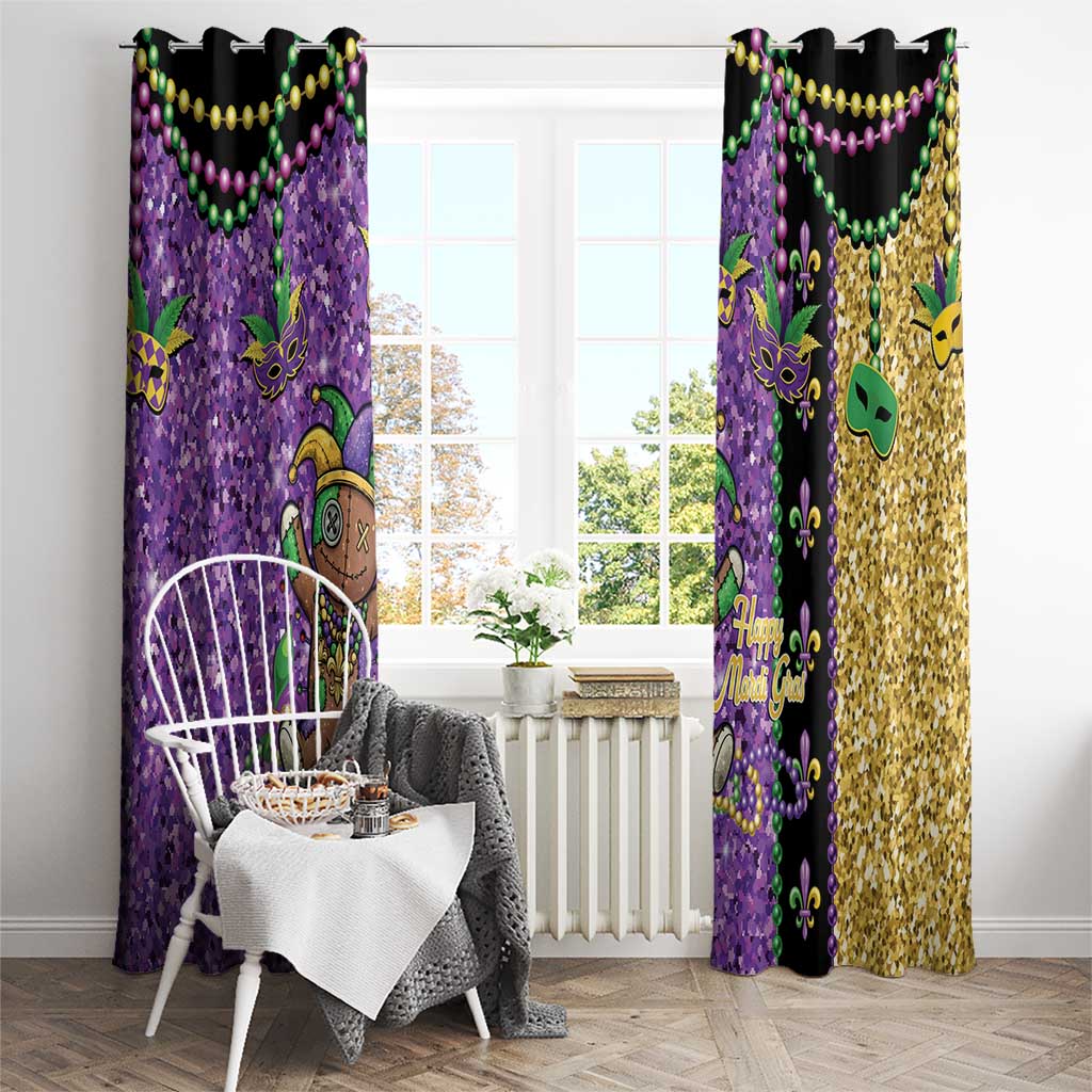 Voodoo Doll Mardi Gras Window Curtain Throw Me Something Mister Glitter Effect