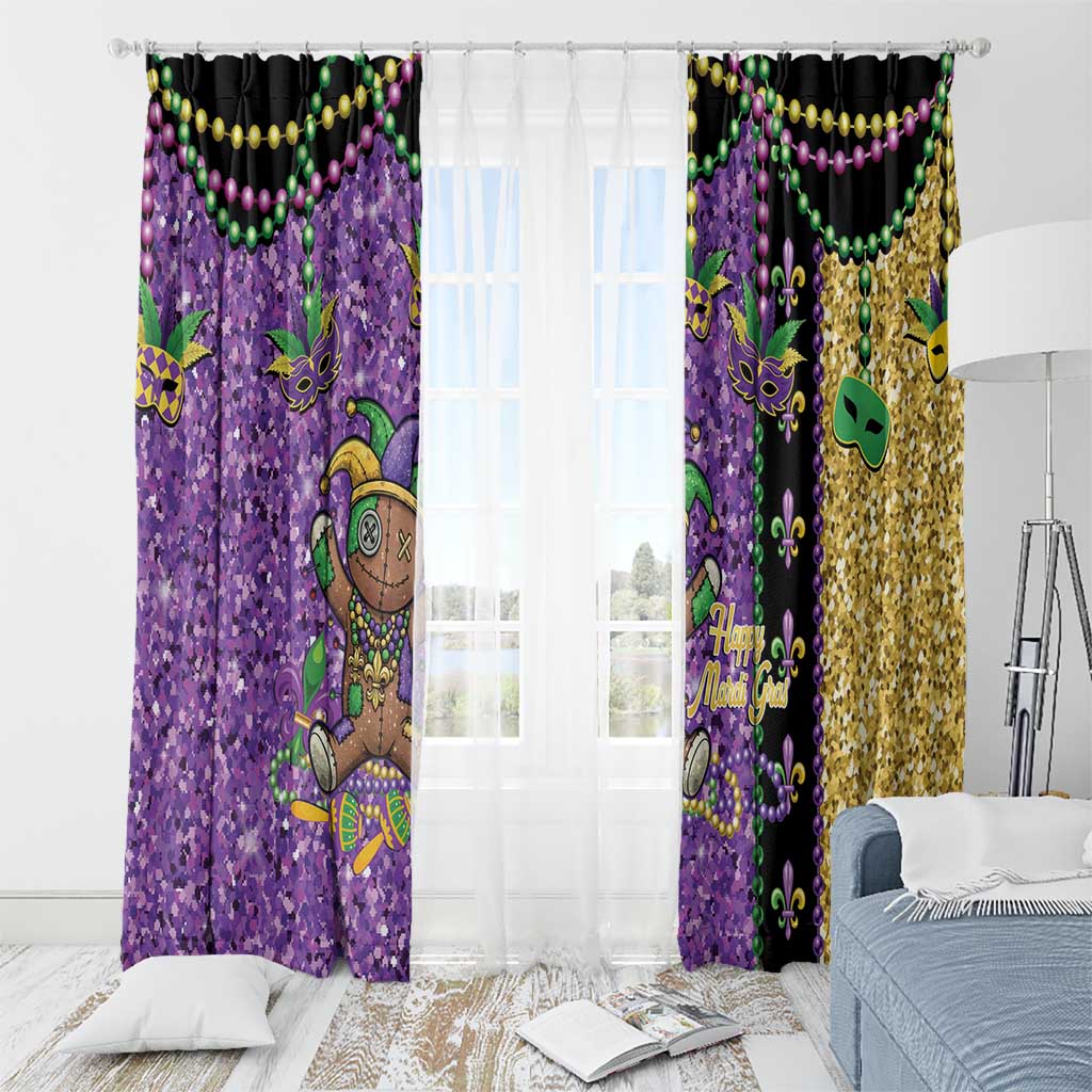 Voodoo Doll Mardi Gras Window Curtain Throw Me Something Mister Glitter Effect