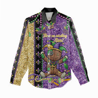 Voodoo Doll Mardi Gras Women Casual Shirt Throw Me Something Mister Glitter Effect