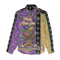 Voodoo Doll Mardi Gras Women Casual Shirt Throw Me Something Mister Glitter Effect