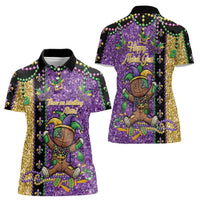 Voodoo Doll Mardi Gras Women Polo Shirt Throw Me Something Mister Glitter Effect