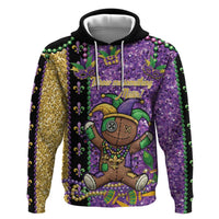Voodoo Doll Mardi Gras Zip Hoodie Throw Me Something Mister Glitter Effect