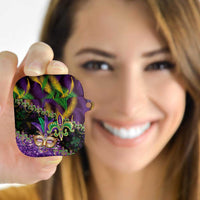 Fleur De Lis Mardi Gras Mask AirPods Case 504 NOLA Carnival Feathers Glitter Effect