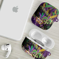 Fleur De Lis Mardi Gras Mask AirPods Case 504 NOLA Carnival Feathers Glitter Effect