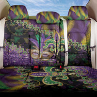 Fleur De Lis Mardi Gras Mask Back Car Seat Cover 504 NOLA Carnival Feathers Glitter Effect
