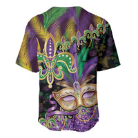 Fleur De Lis Mardi Gras Mask Baseball Jersey 504 NOLA Carnival Feathers Glitter Effect