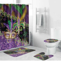 Fleur De Lis Mardi Gras Mask Bathroom Set 504 NOLA Carnival Feathers Glitter Effect
