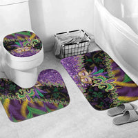 Fleur De Lis Mardi Gras Mask Bathroom Set 504 NOLA Carnival Feathers Glitter Effect