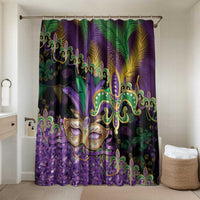 Fleur De Lis Mardi Gras Mask Bathroom Set 504 NOLA Carnival Feathers Glitter Effect