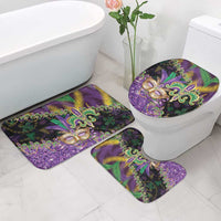 Fleur De Lis Mardi Gras Mask Bathroom Set 504 NOLA Carnival Feathers Glitter Effect