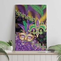 Fleur De Lis Mardi Gras Mask Canvas Wall Art 504 NOLA Carnival Feathers Glitter Effect
