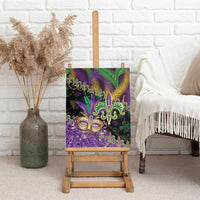 Fleur De Lis Mardi Gras Mask Canvas Wall Art 504 NOLA Carnival Feathers Glitter Effect