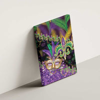 Fleur De Lis Mardi Gras Mask Canvas Wall Art 504 NOLA Carnival Feathers Glitter Effect