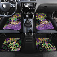 Fleur De Lis Mardi Gras Mask Car Mats 504 NOLA Carnival Feathers Glitter Effect