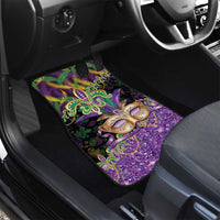 Fleur De Lis Mardi Gras Mask Car Mats 504 NOLA Carnival Feathers Glitter Effect