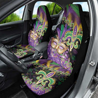 Fleur De Lis Mardi Gras Mask Car Seat Cover 504 NOLA Carnival Feathers Glitter Effect