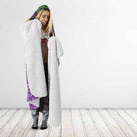 Fleur De Lis Mardi Gras Mask Hooded Blanket 504 NOLA Carnival Feathers Glitter Effect