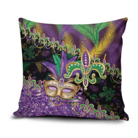 Fleur De Lis Mardi Gras Mask Pillow Cover 504 NOLA Carnival Feathers Glitter Effect