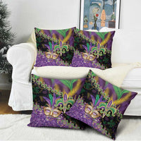 Fleur De Lis Mardi Gras Mask Pillow Cover 504 NOLA Carnival Feathers Glitter Effect