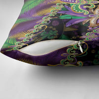 Fleur De Lis Mardi Gras Mask Pillow Cover 504 NOLA Carnival Feathers Glitter Effect