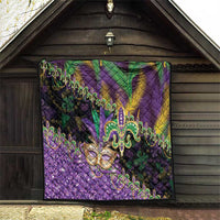 Fleur De Lis Mardi Gras Mask Quilt 504 NOLA Carnival Feathers Glitter Effect
